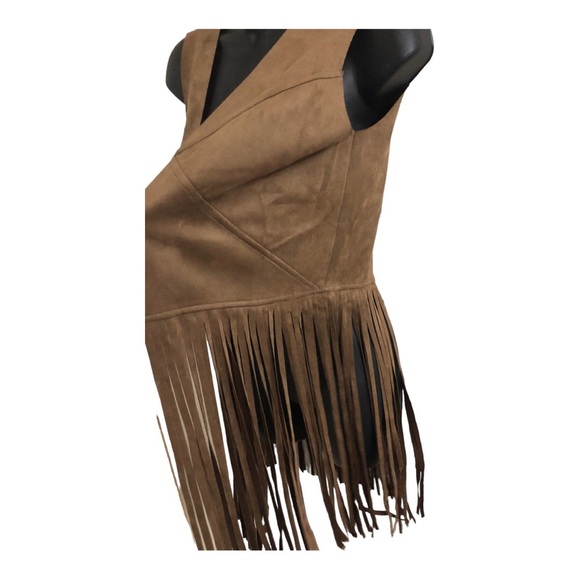 Sincerely‎ Jules suede boho western brown fringed open front vest size small - Picture 9 of 13